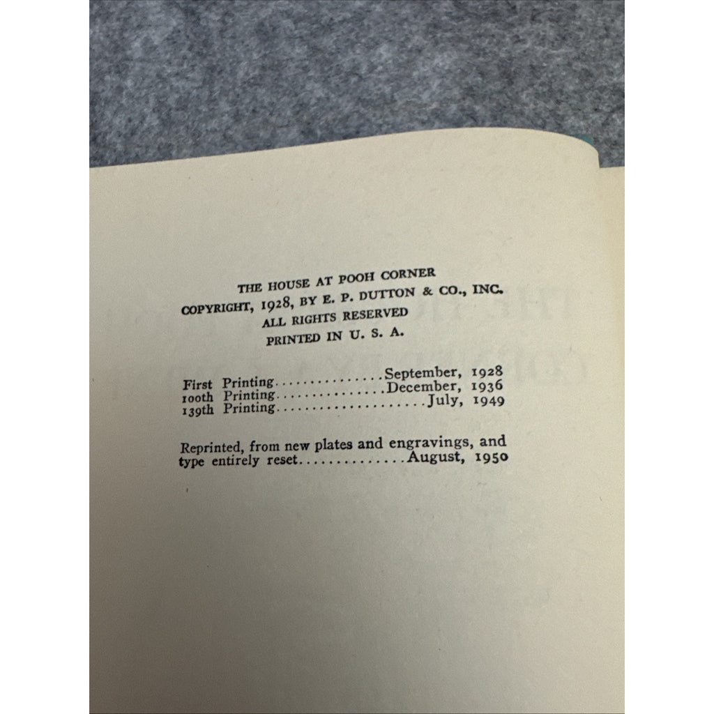 The House At Pooh Corner, A.A.Milne, 1950 ,Hardcover Book