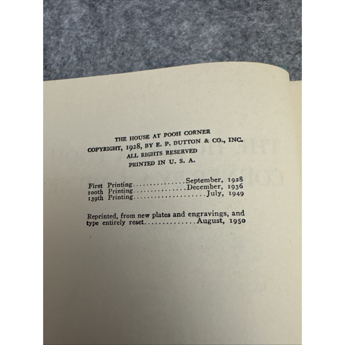 The House At Pooh Corner, A.A.Milne, 1950 ,Hardcover Book