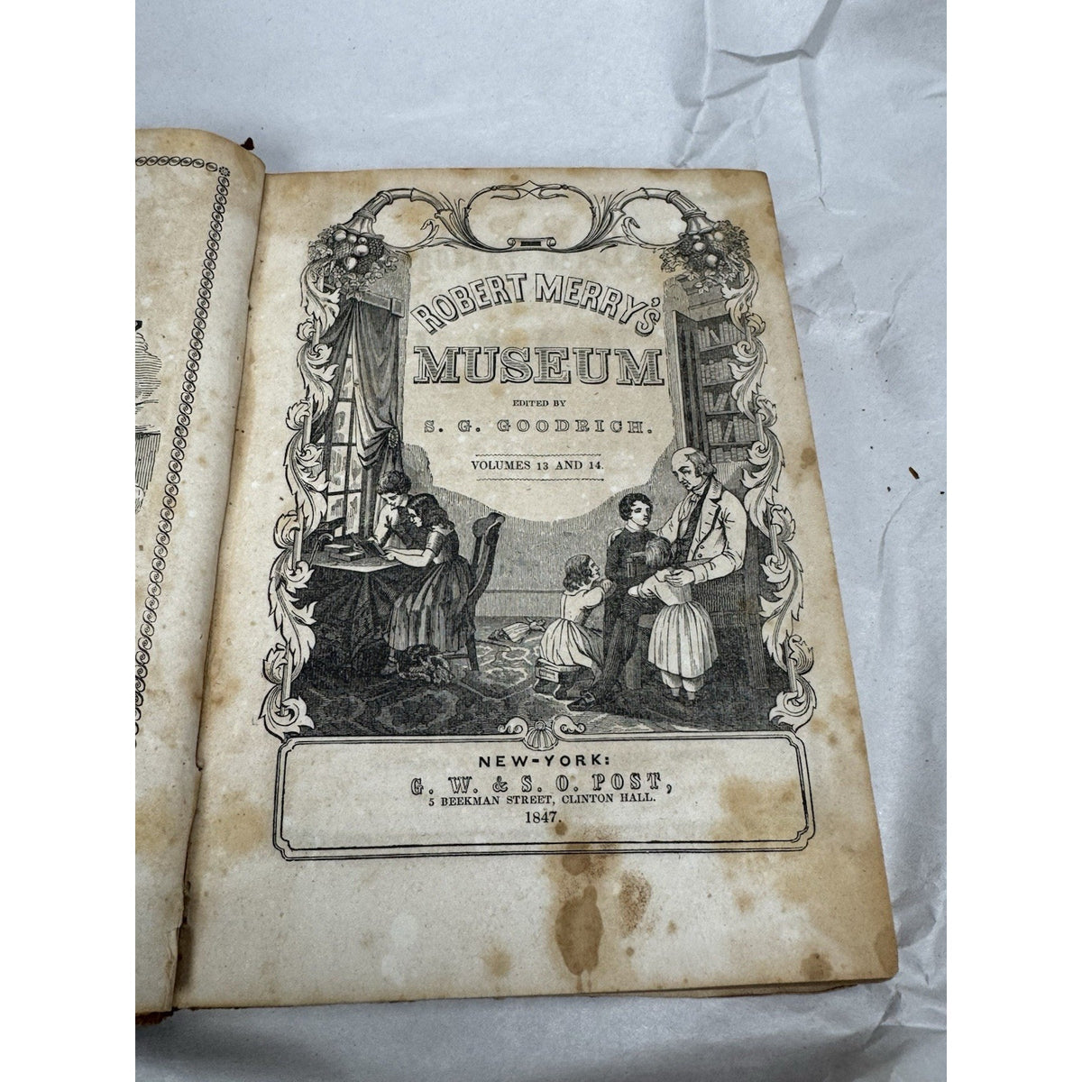 1847 Robert Merry’s Museum Vols 13 & 14 S G Goodrich Illustrated Leather