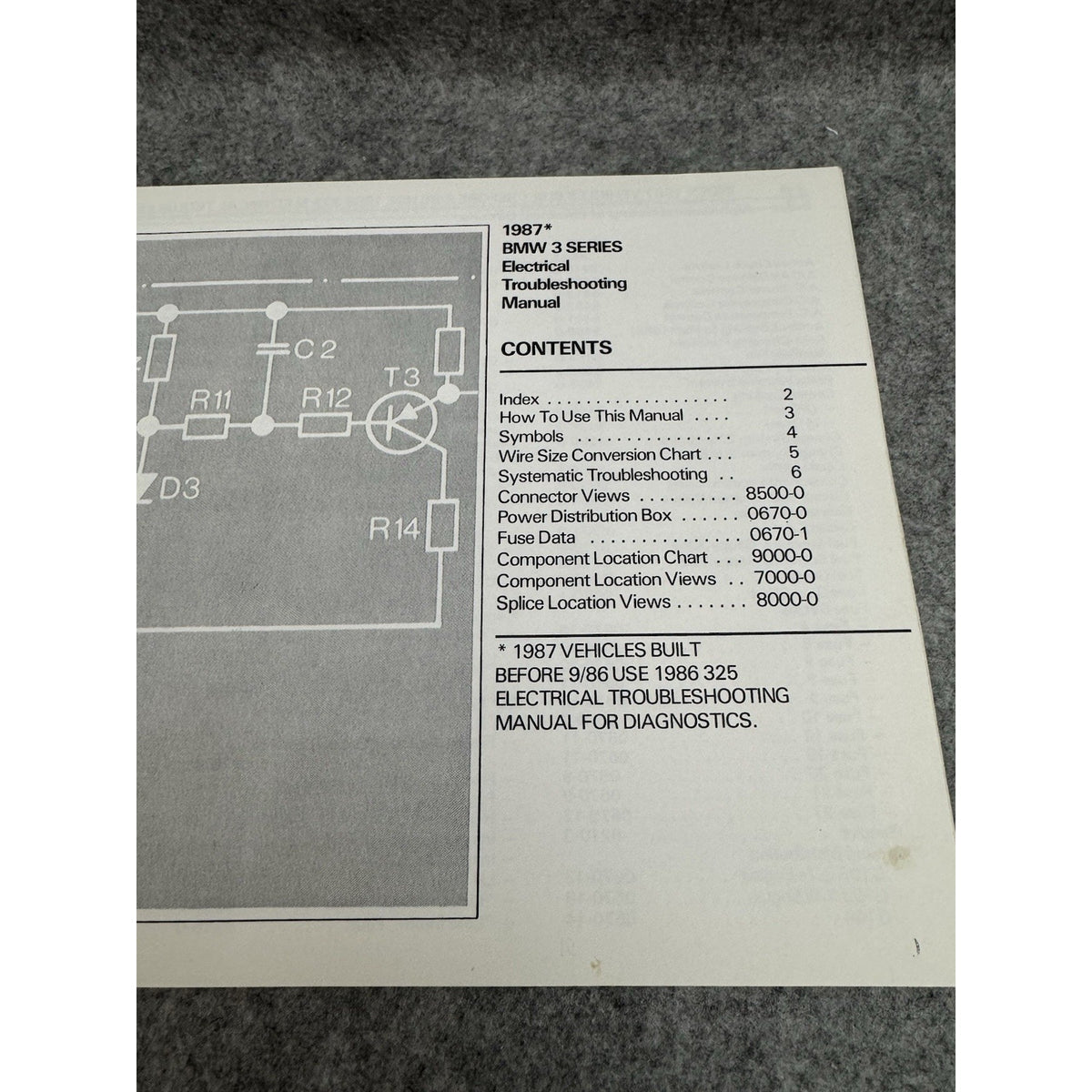 Original Genuine OEM 1987 BMW 3 Series Electrical Troubleshooting Service Manual