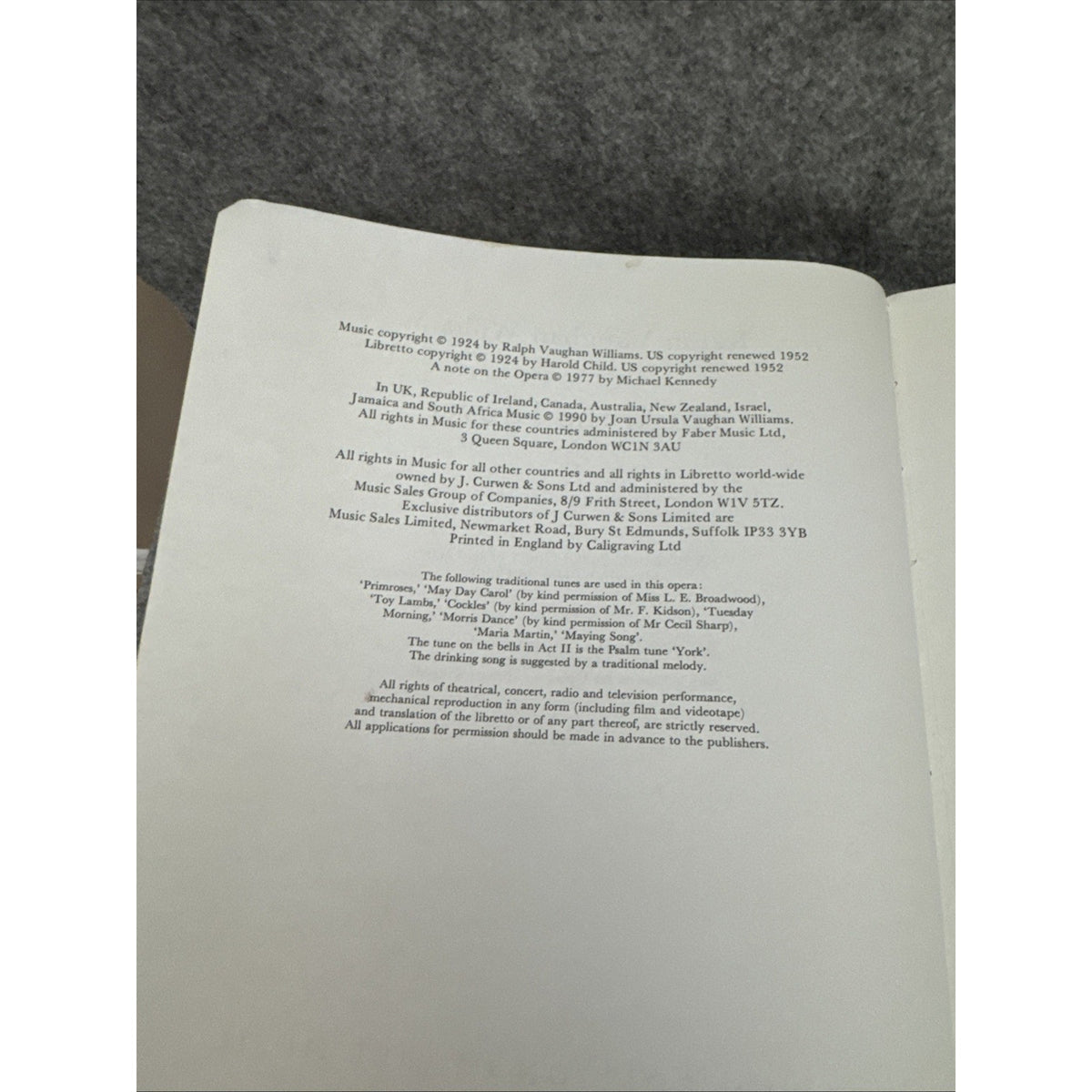 Hugh the Drover : Vocal Score by Ralph Vaughan Williams (1988, Trade Paperback)