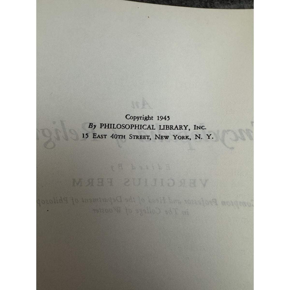 1945 An Encyclopedia of Religion Vergilius Ferm HC DJ Philosophical