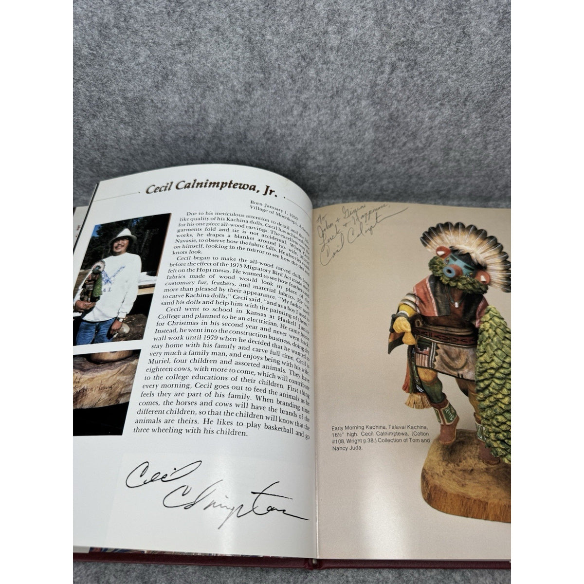 Hopi Kachina Dolls and Their Carvers 1991 Signed Cecil Calnimptewa HC DJ