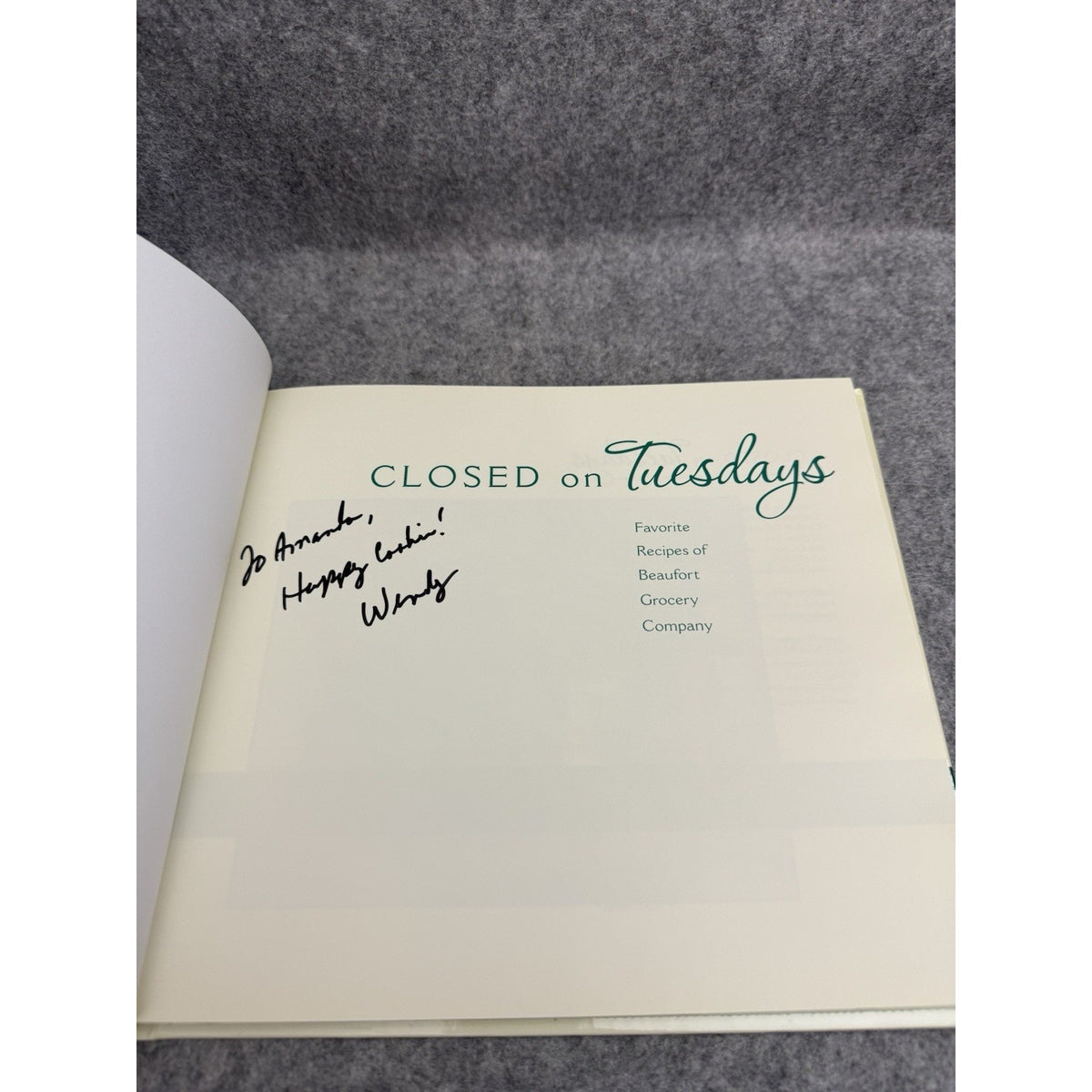 Signed Closed on Tuesdays Beaufort Grocery Company Cookbook HC 2010