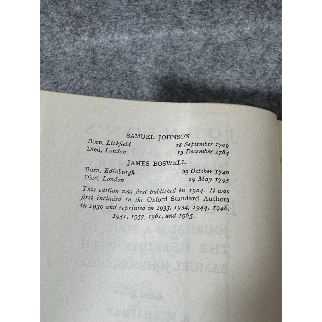 Johnson & Boswell Journey to the Western Islands Tour to Hebrides 1965 HC