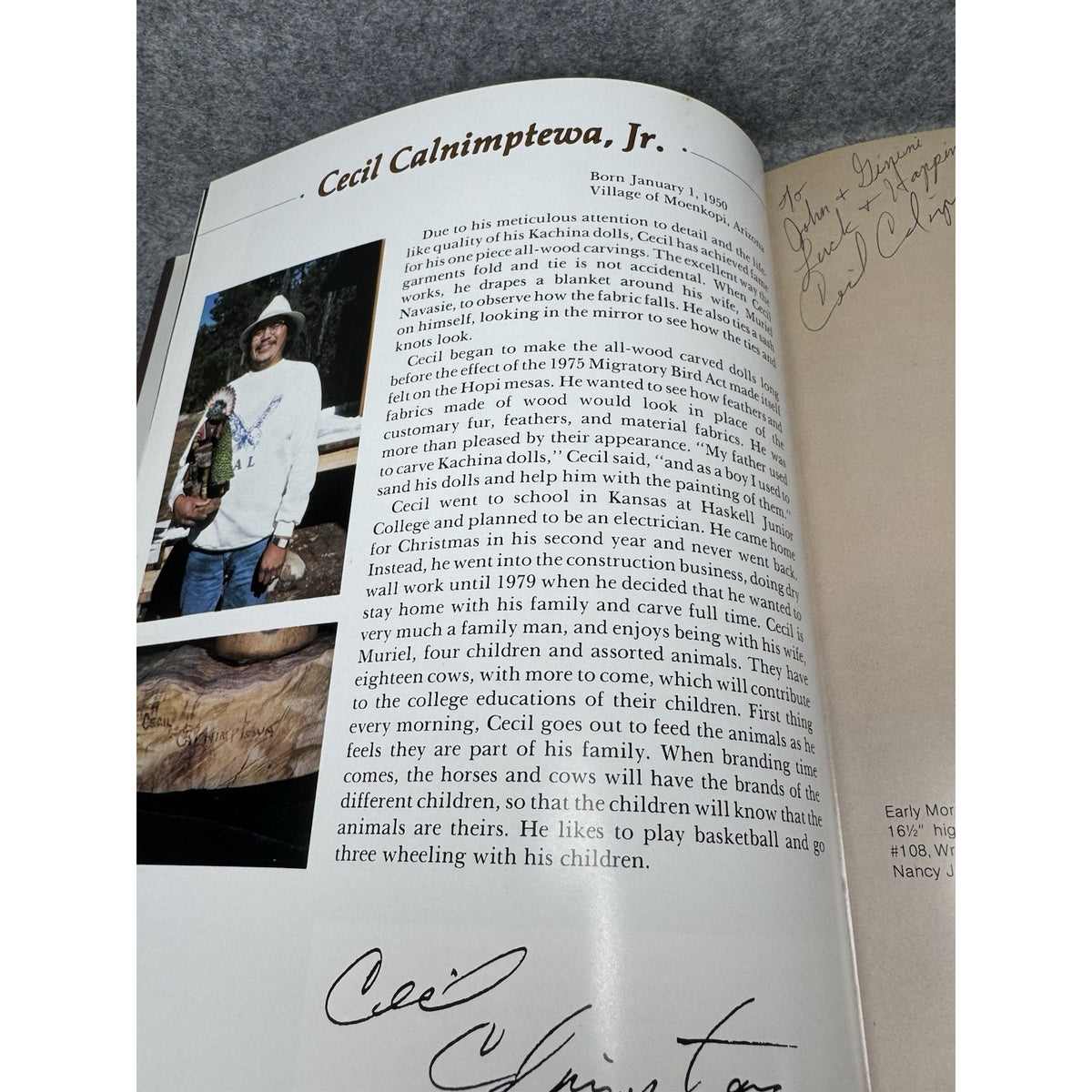 Hopi Kachina Dolls and Their Carvers 1991 Signed Cecil Calnimptewa HC DJ