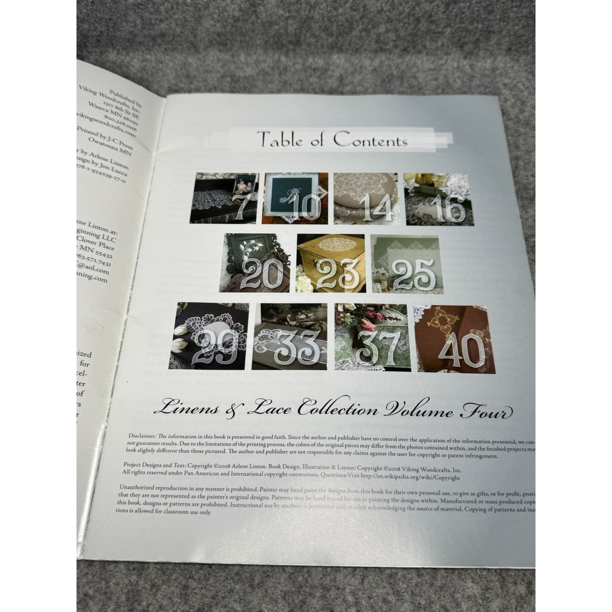 Linens & Lace Collection Vol 4 Arlene Linton 2008 Tole Painting Pattern Book