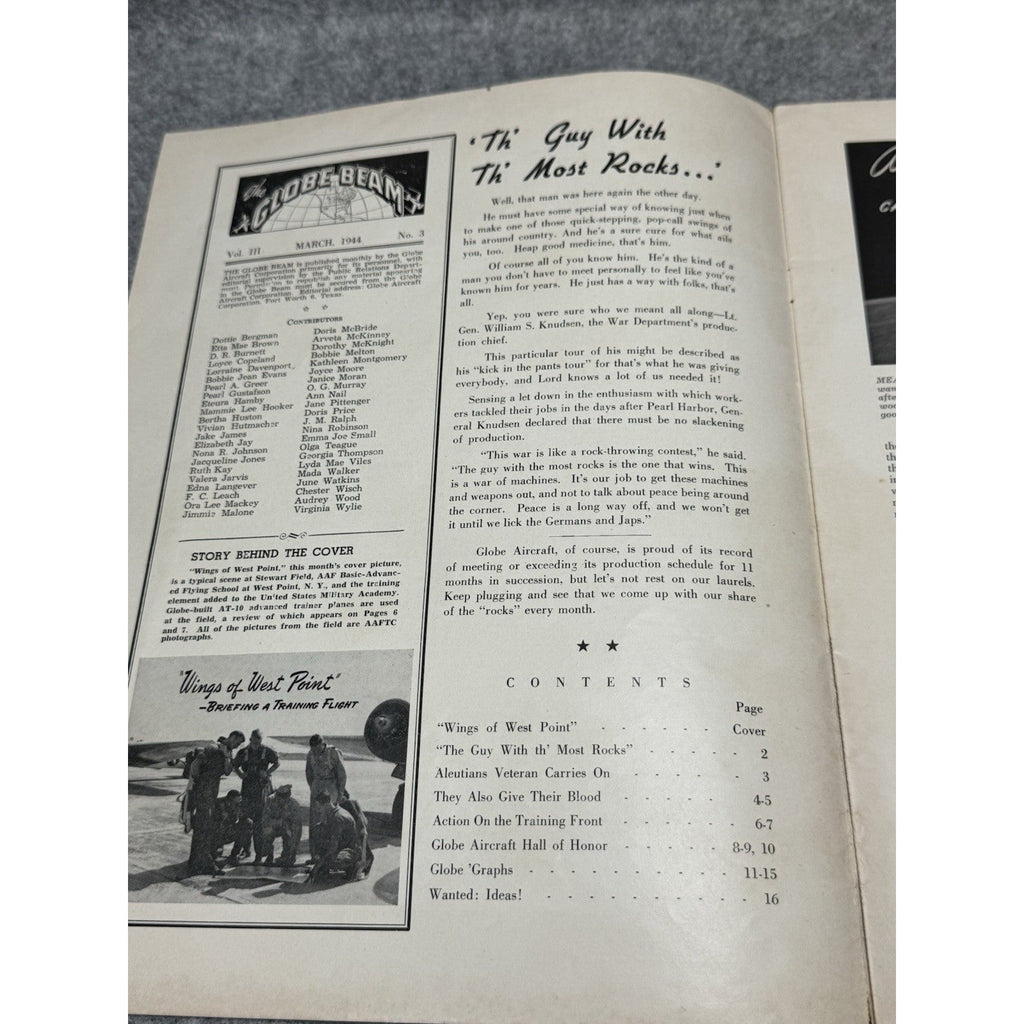 1944 Globe Beam March WWII Aircraft Magazine West Point Stewart Field AT-10
