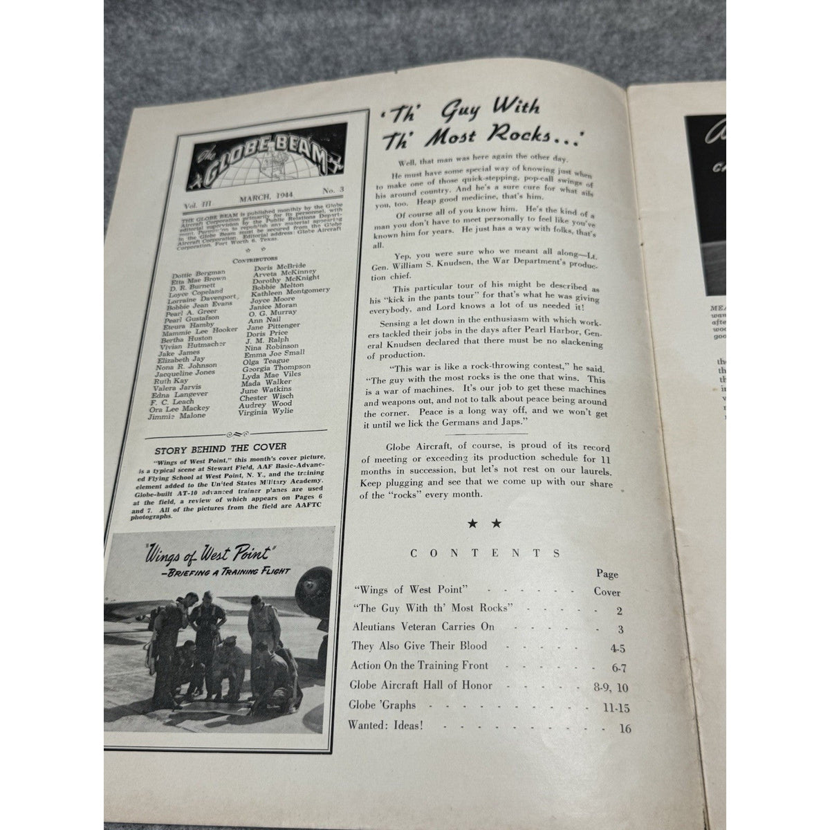1944 Globe Beam March WWII Aircraft Magazine West Point Stewart Field AT-10