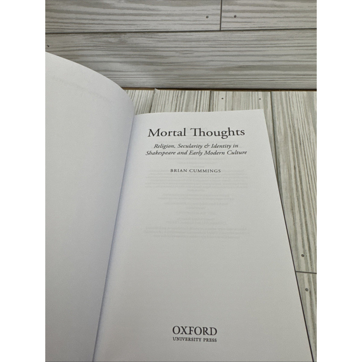 MORTAL THOUGHTS: RELIGION, SECULARITY, & IDENTITY IN By Brian B. Cummings