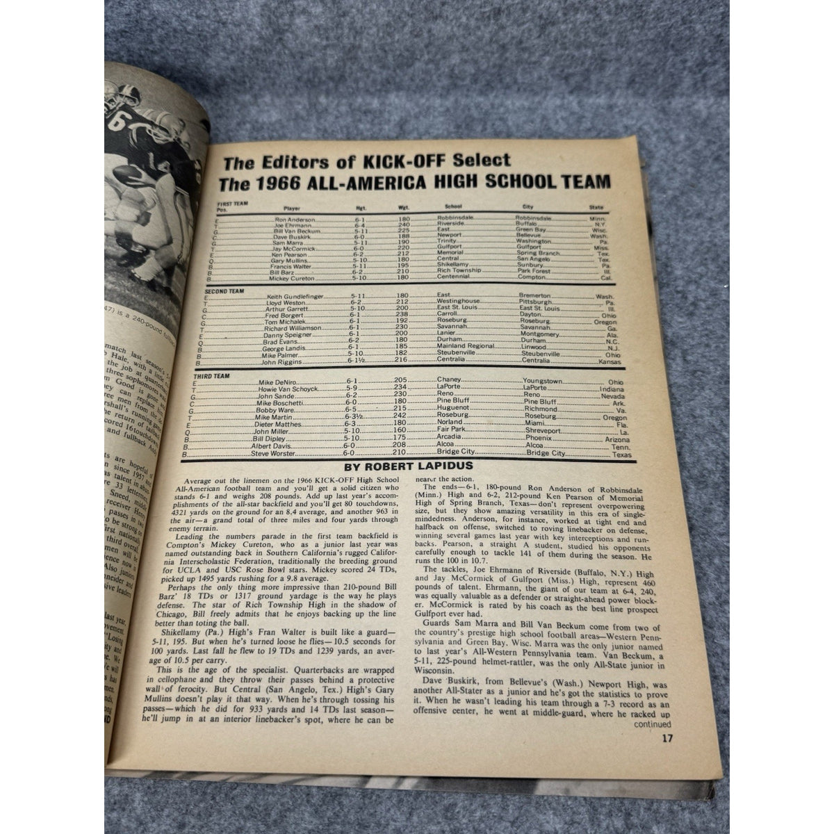 1966 Kick-Off Football Yearbook Floyd Little Syracuse NFL AFL College Magazine