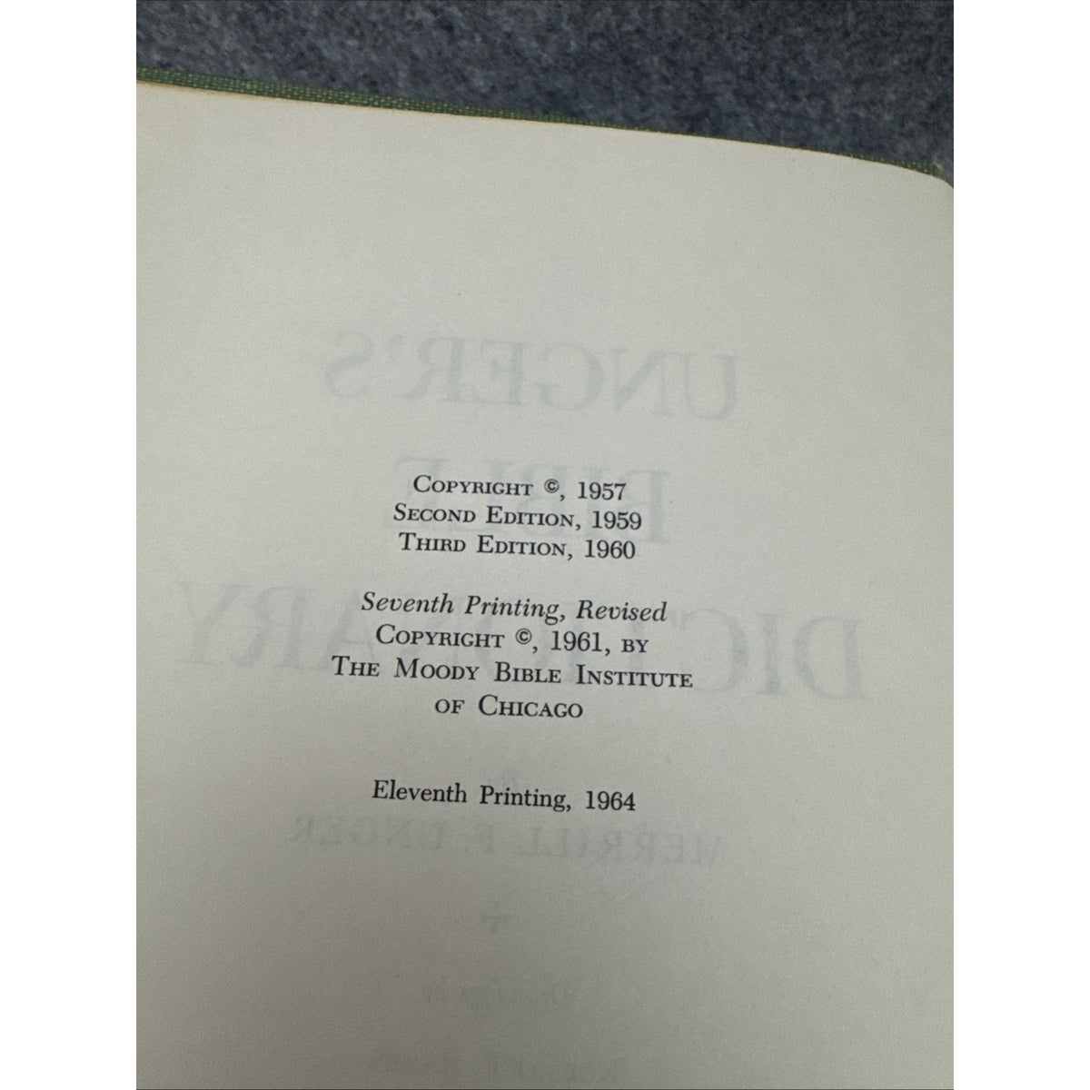 1964 Unger's Bible Dictionary, Hardcover Eleventh Printing