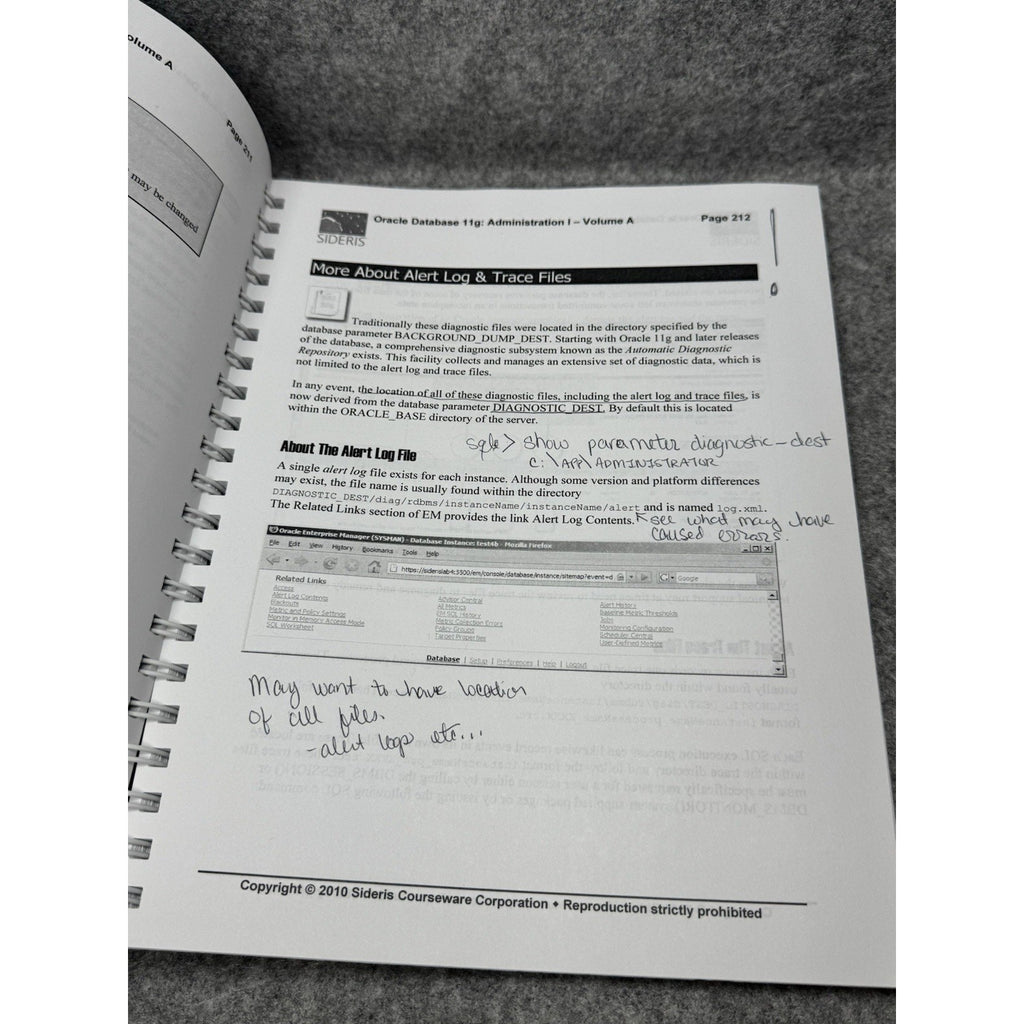Oracle Database 11g Administration I Vol A Sideris Courseware 2010 Spiral