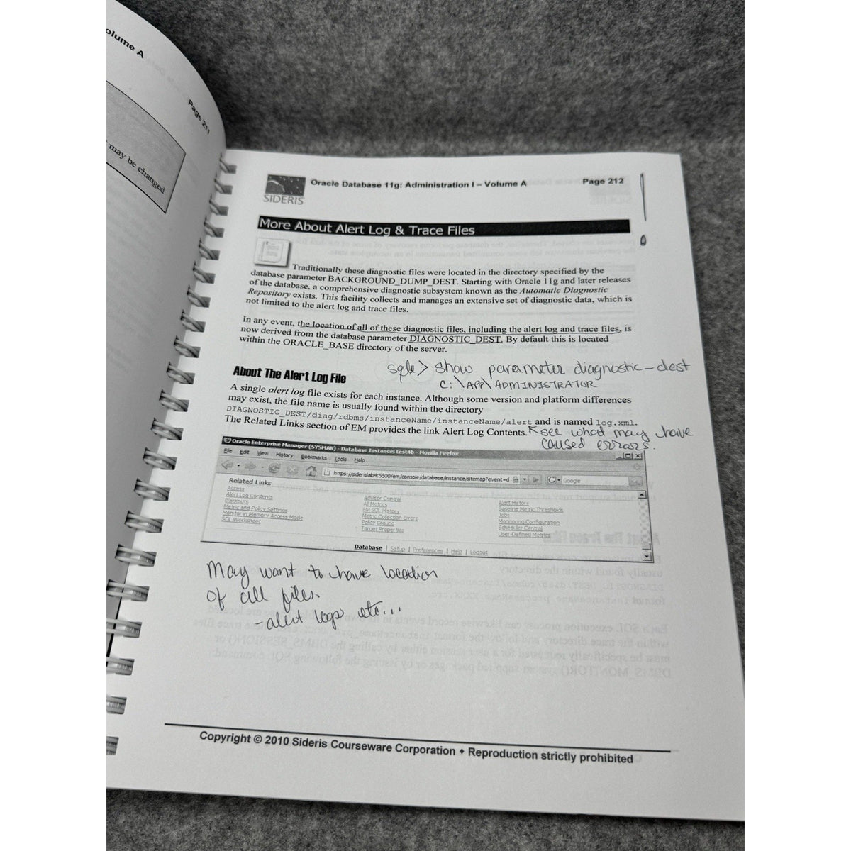 Oracle Database 11g Administration I Vol A Sideris Courseware 2010 Spiral