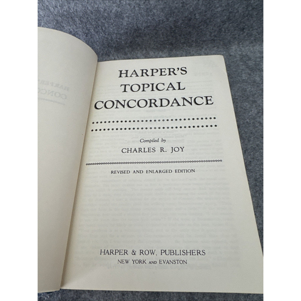Harper's Topical Concordance by Charles R Joy Revised & Enlarged Edition 1961 HC
