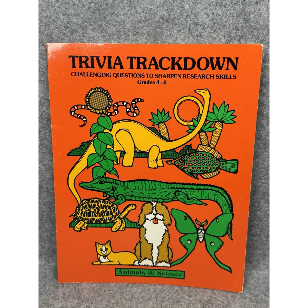 1985 Trivia Trackdown Animals & Science Linda Schwartz Grades 4-6 Workbook