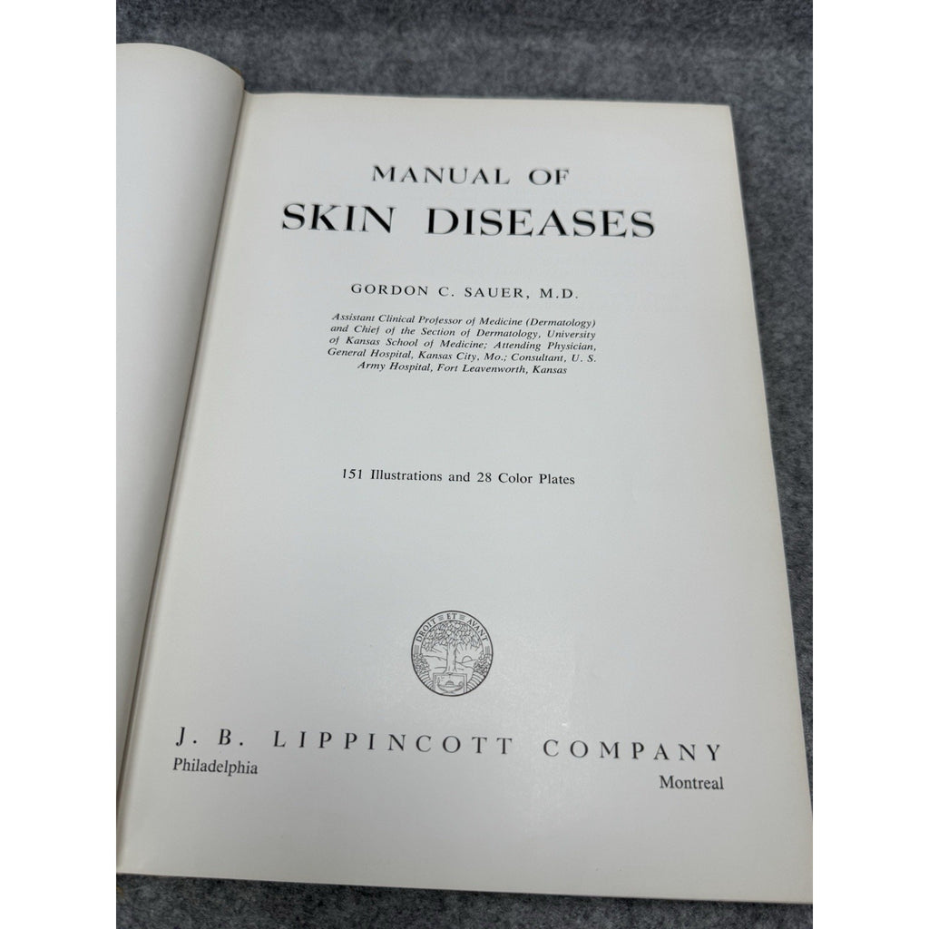 1959 Manual of Skin Diseases Gordon C Sauer Vintage Medical Illustrated HC