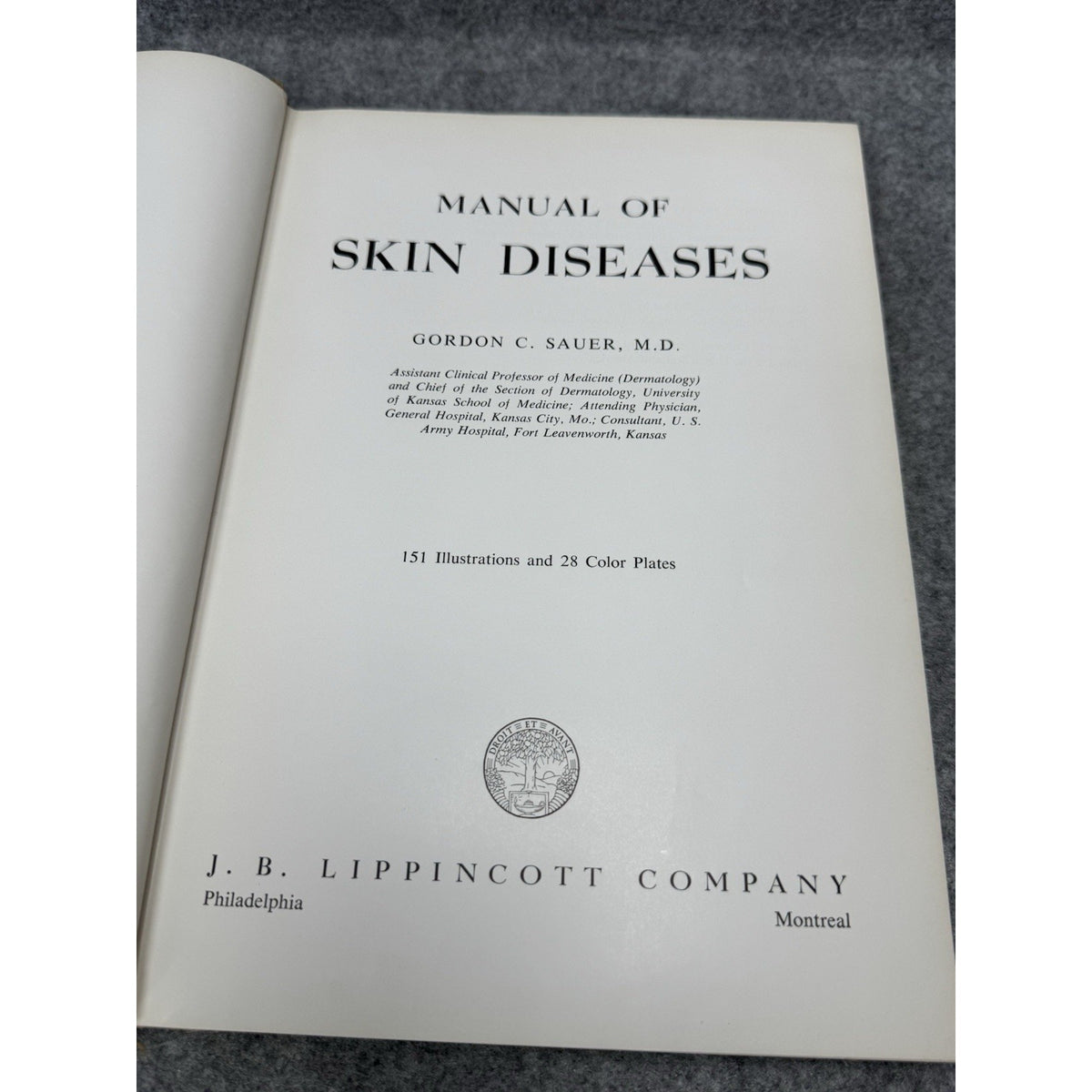 1959 Manual of Skin Diseases Gordon C Sauer Vintage Medical Illustrated HC