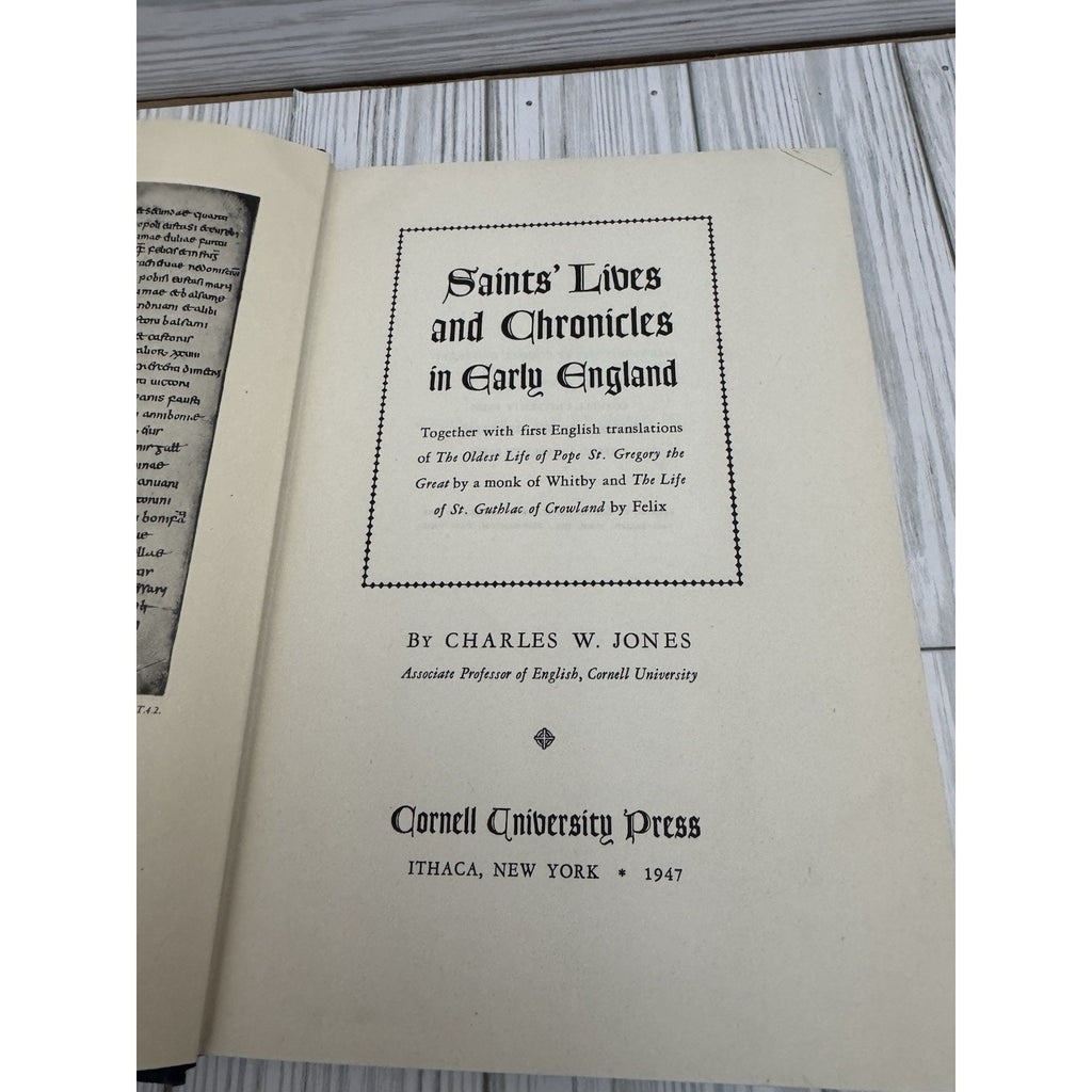 Saints Lives and Chronicles Early England Jones 1947 HC Cornell