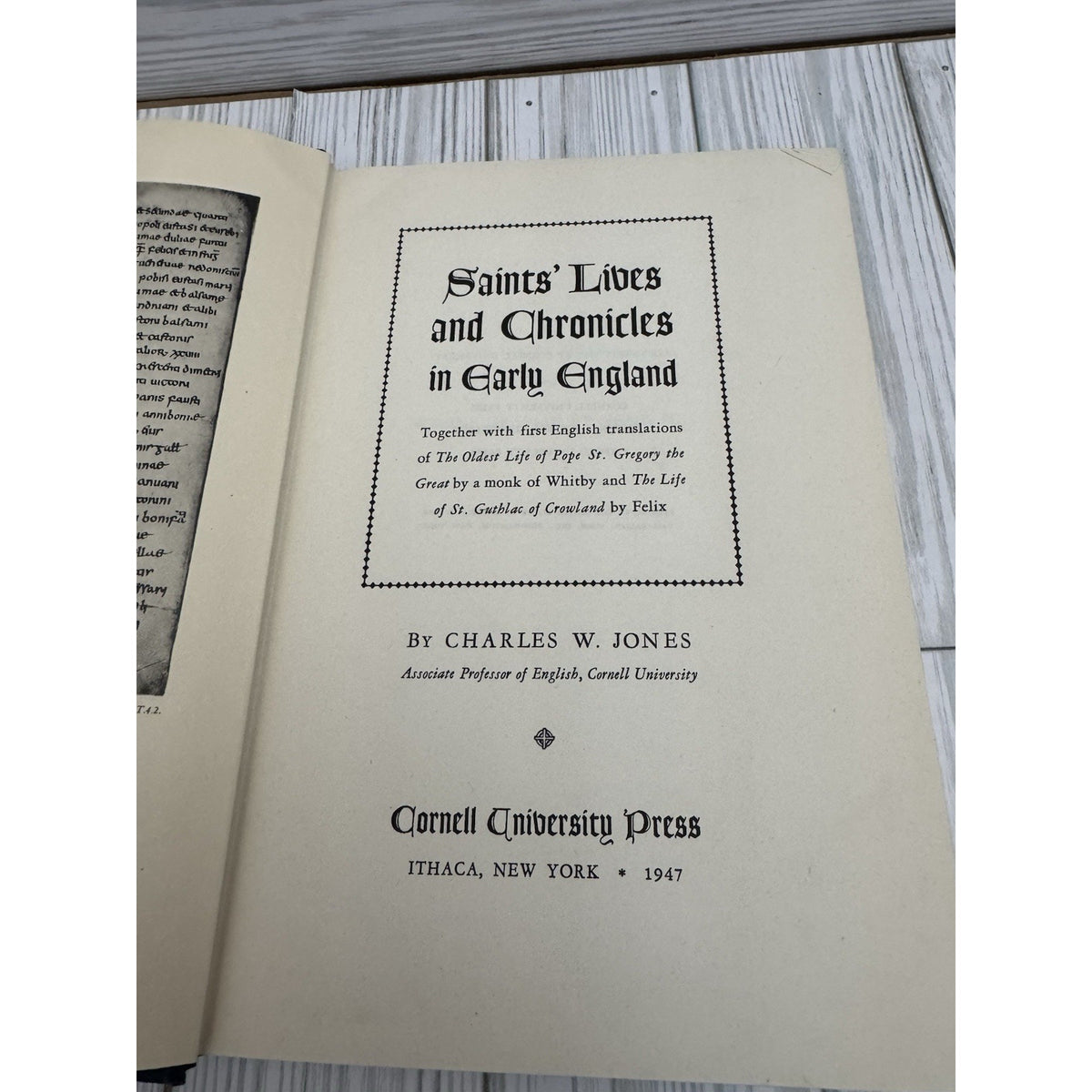 Saints Lives and Chronicles Early England Jones 1947 HC Cornell