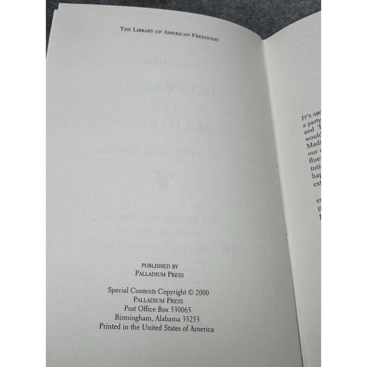 Jefferson and Madison Adrienne Koch 2000 Palladium Press Leatherbound Gilt