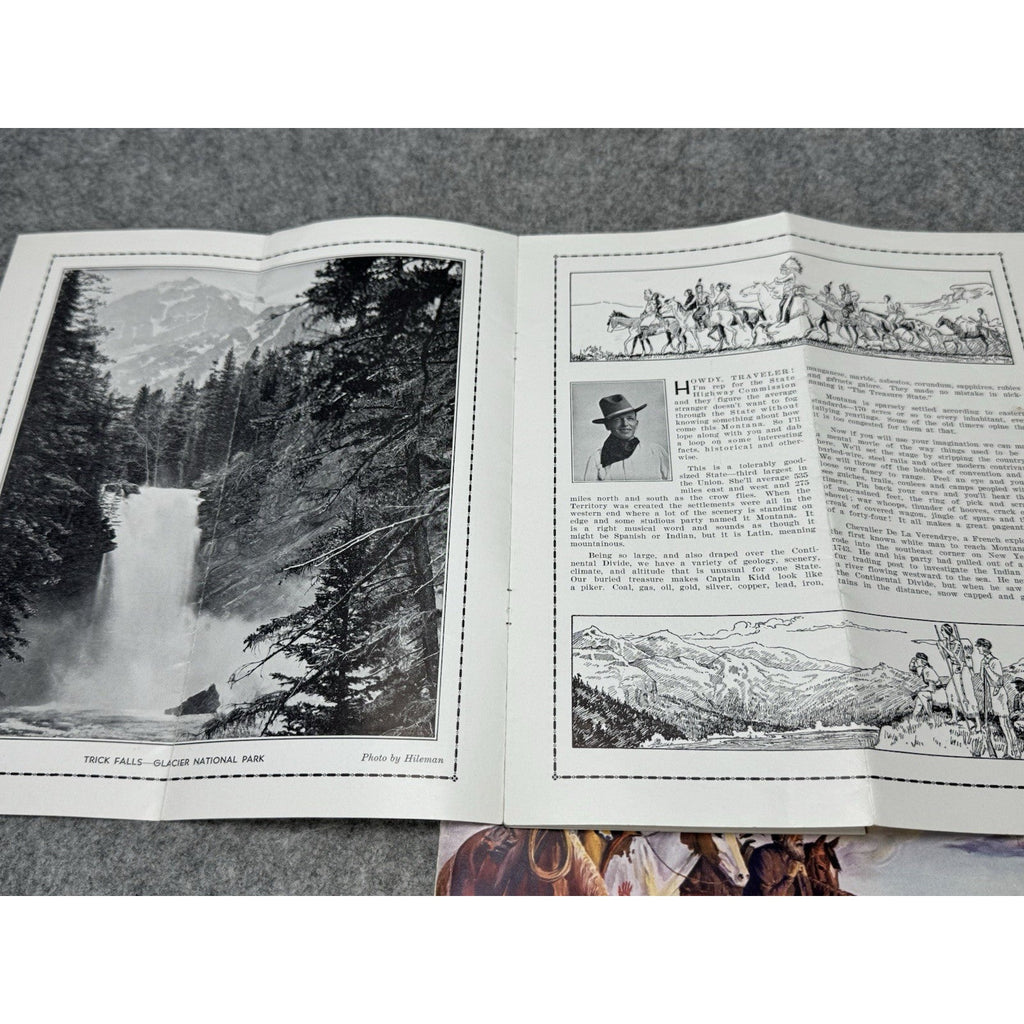 1936 Montana The New Trail Highway Report & Travel Brochure Irvin Shope Art