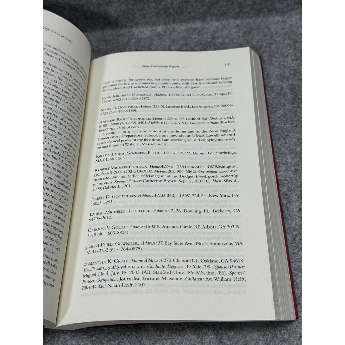 Harvard & Radcliffe Class of 1993 Twentieth Anniversary Report 2013 Softcover