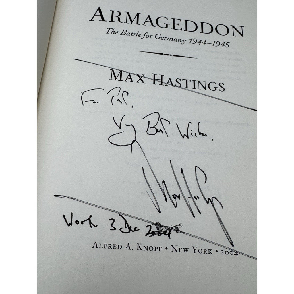 Armageddon Max Hastings signed 2004 First American Edition WWII Germany HC DJ