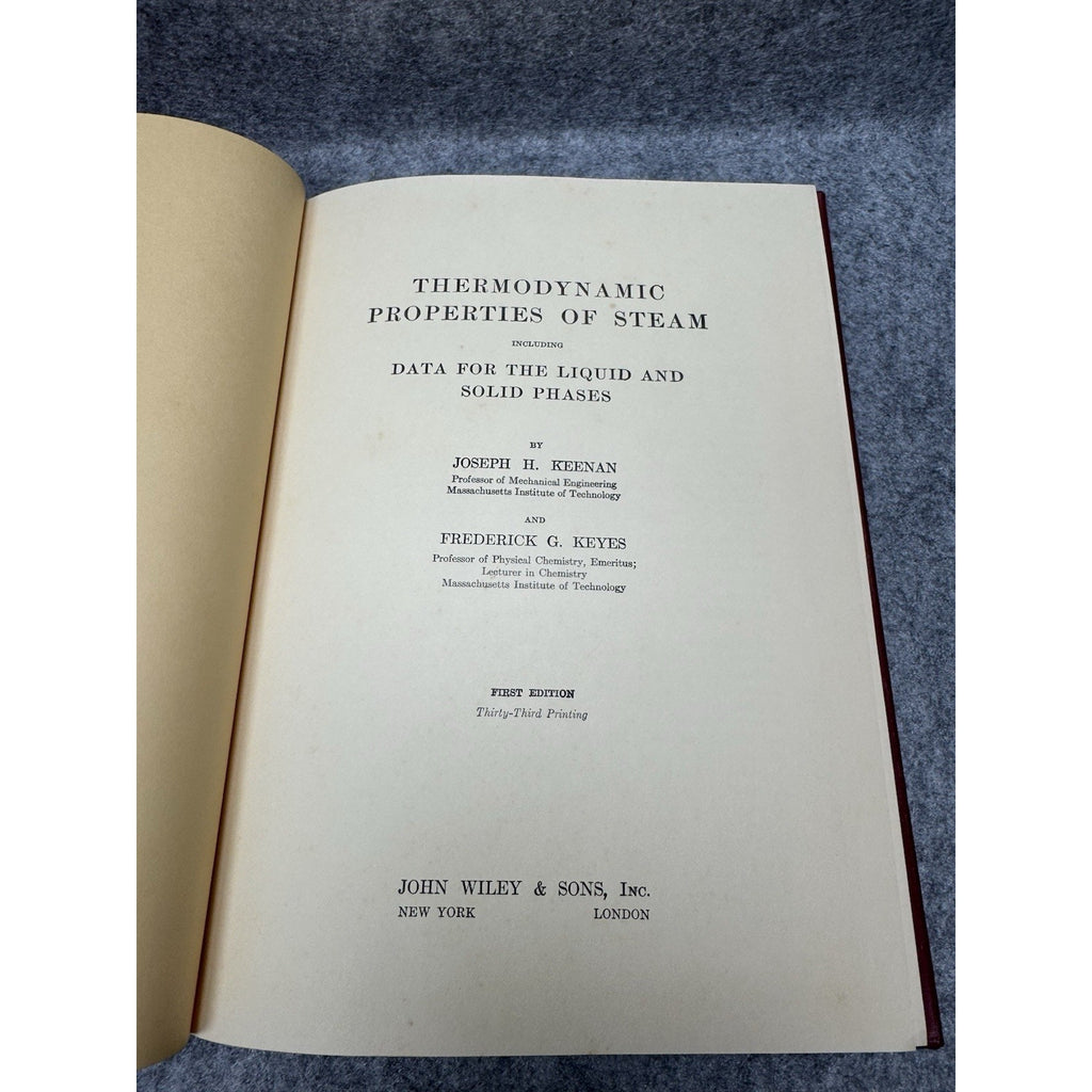 1961 Thermodynamic Properties of Steam Keenan Keyes HC Steam Chart MIT