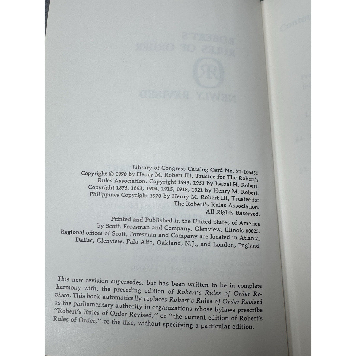 Robert’s Rules of Order Newly Revised 1970 Hardcover Parliamentary Procedure
