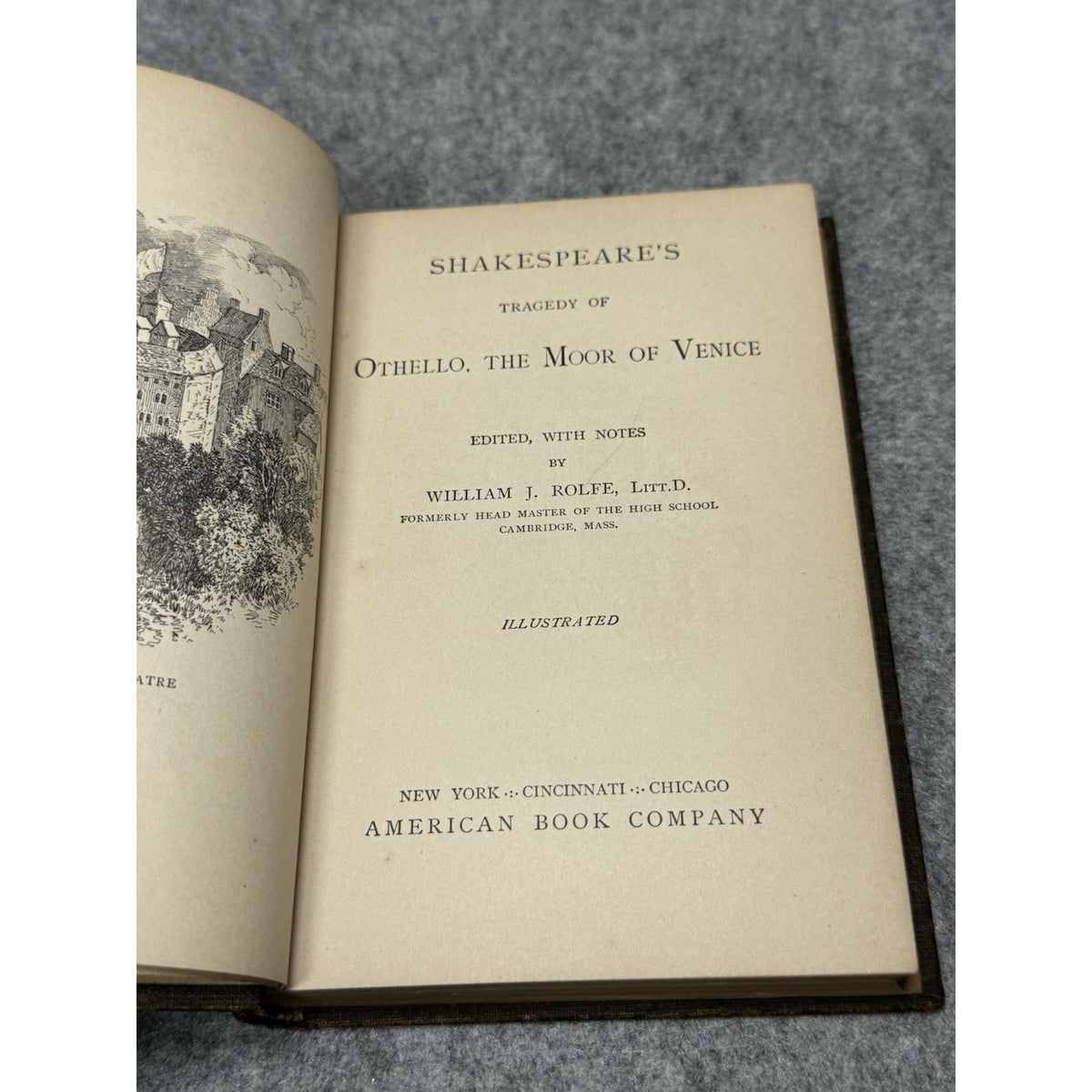 Antique 1907 Shakespeare Othello W.J. Rolfe Illustrated Hardcover Notes