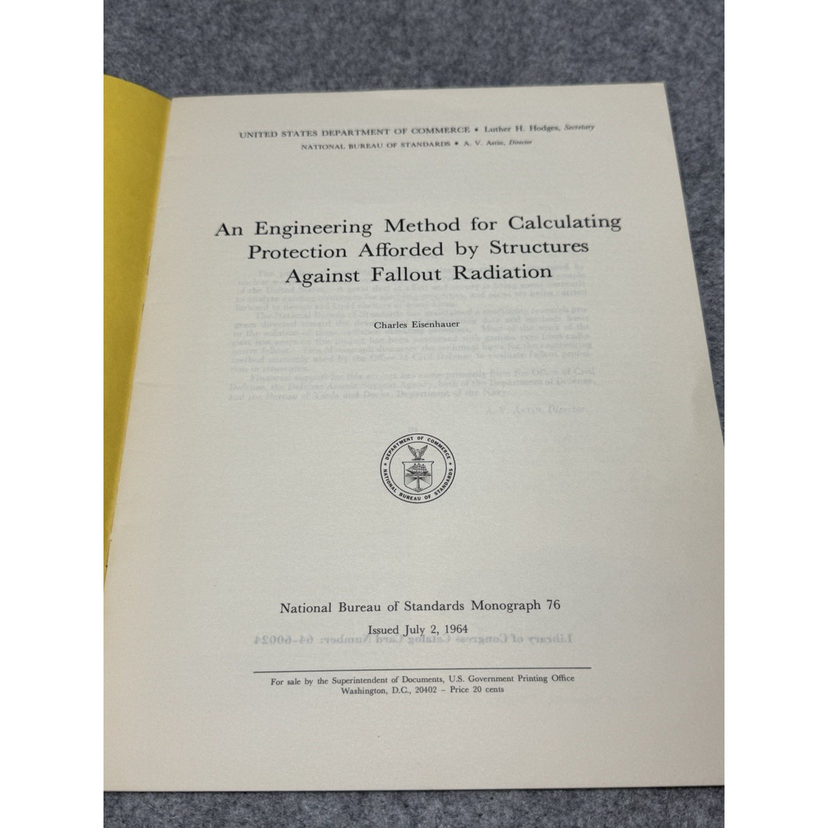 1964 Nuclear Fallout Radiation Shelter Engineering NBS 76 Lauriston Taylor Copy