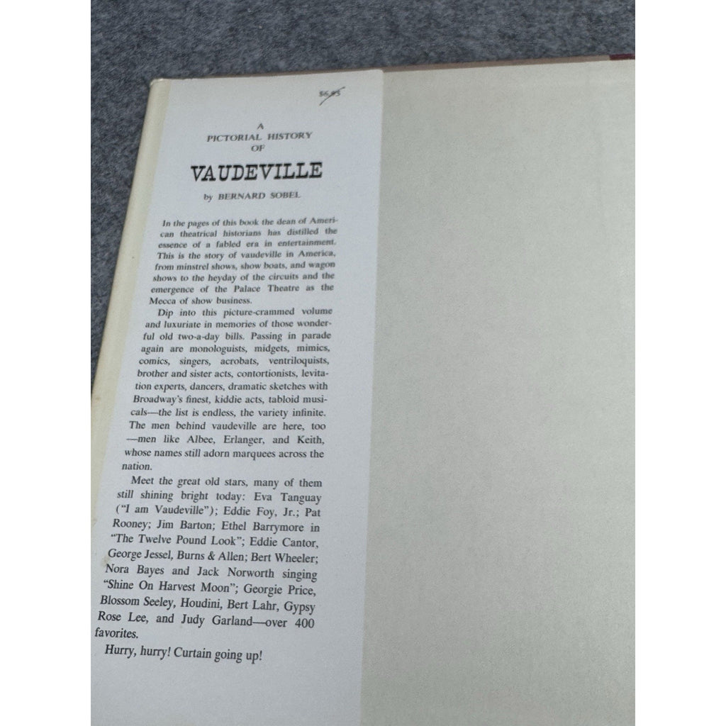 1961 A Pictorial History of Vaudeville Bernard Sobel Hardcover DJ Theater 1x