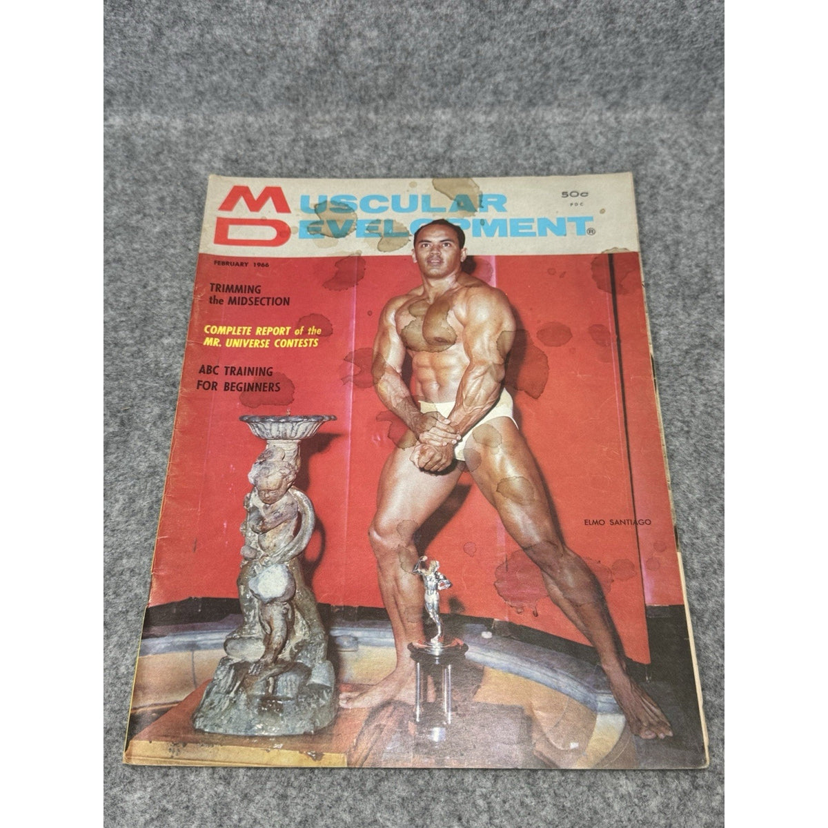Muscular Development Feb 1966 Elmo Santiago Mr Universe Bodybuilding Magazine