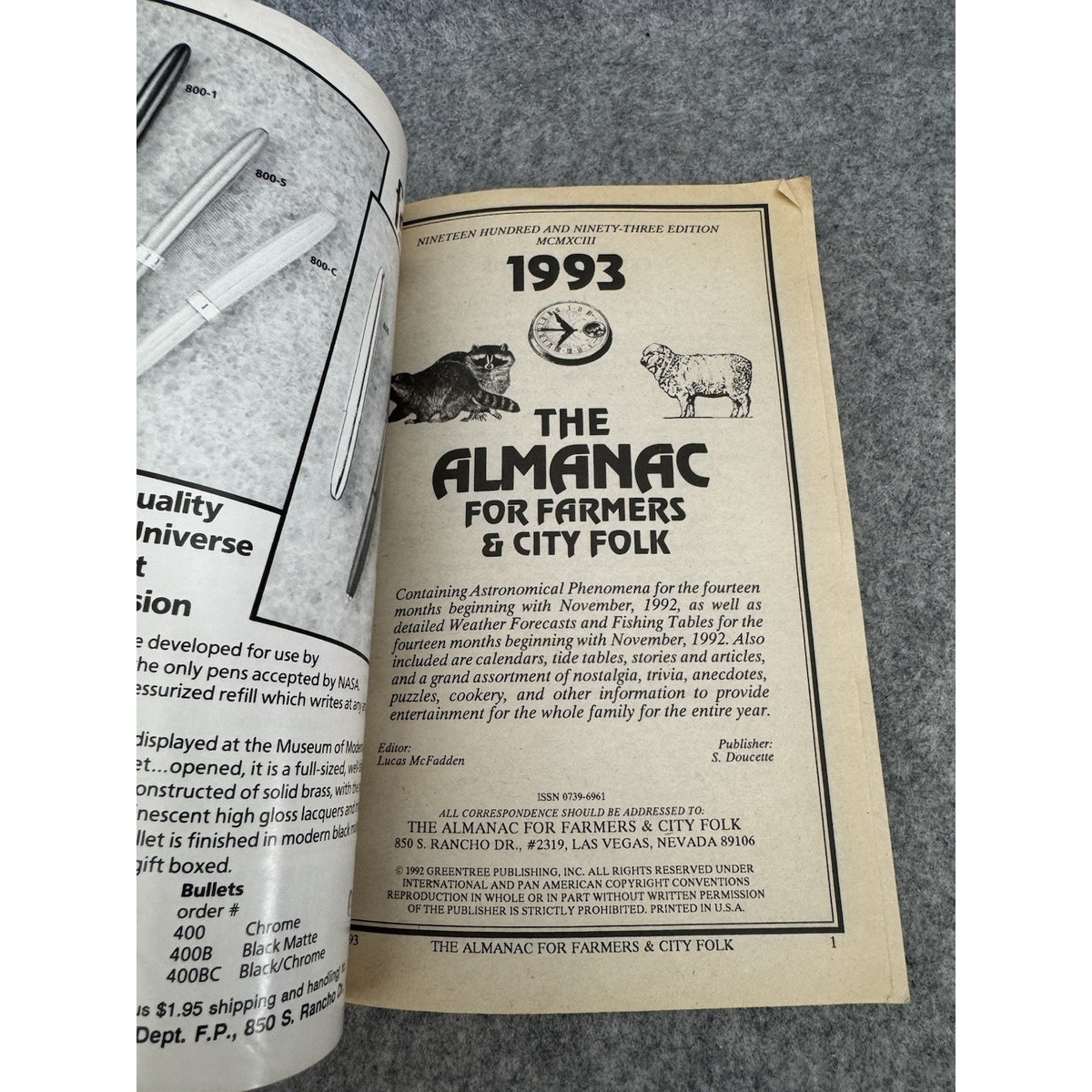 1993 Almanac for Farmers & City Folk Weather Forecasts Gardening Paperback
