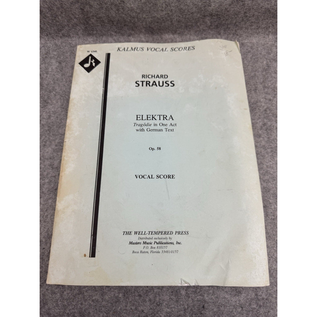 Richard Strauss Elektra Op 58 Vocal Score German Kalmus Opera Sheet Music
