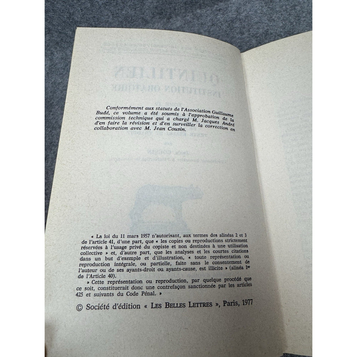 Quintilien Institution Oratoire Tomes I–IV 1975–77 Jean Cousin Latin French
