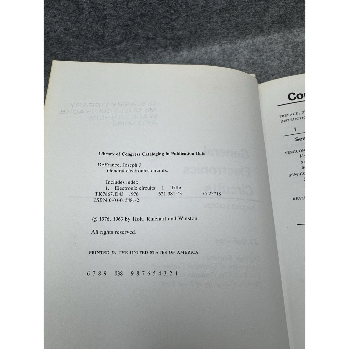 1976 General Electronics Circuits J.J. DeFrance 2nd Ed Vintage Hardcover