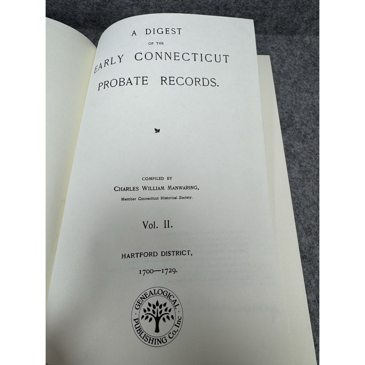 Early Connecticut Probate Records Vols II & III Manwaring 1995 Genealogy HC