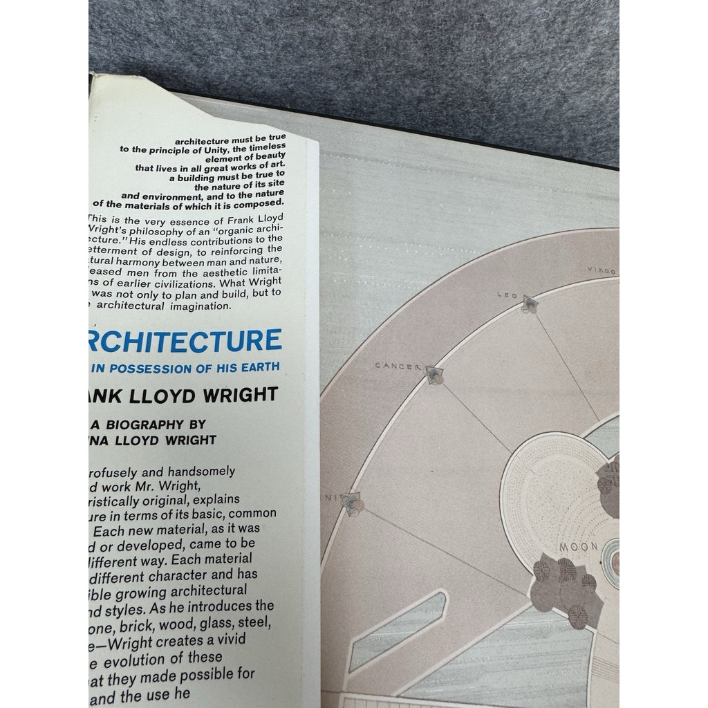 1962 Frank Lloyd Wright Architecture First Edition Illustrated Hardcover DJ