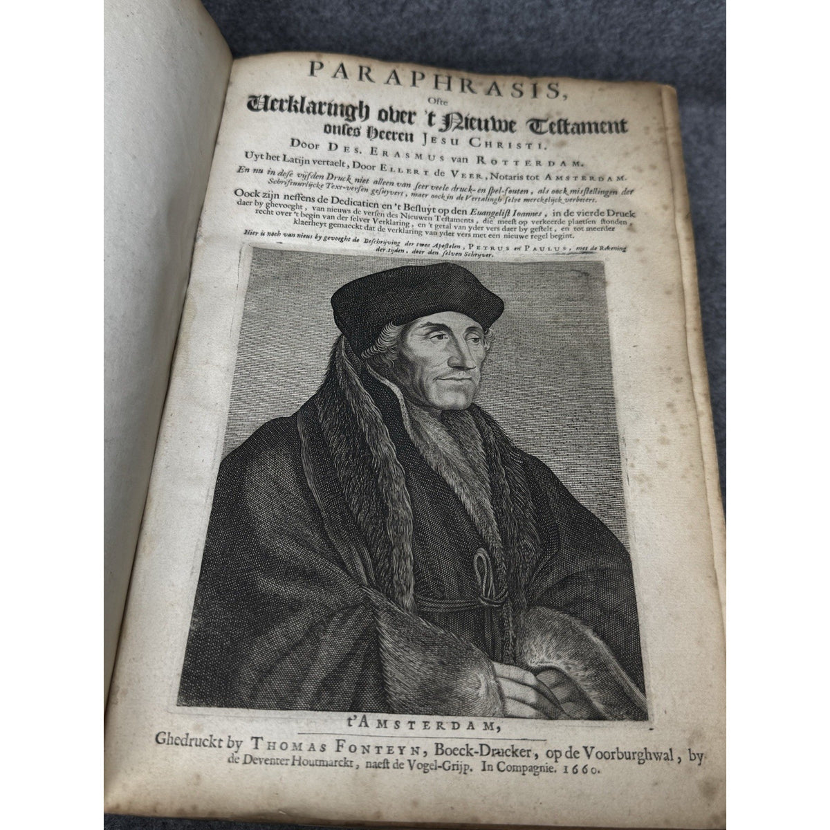 1660 Erasmus Paraphrasis New Testament Dutch Folio Thomas Fonteyn