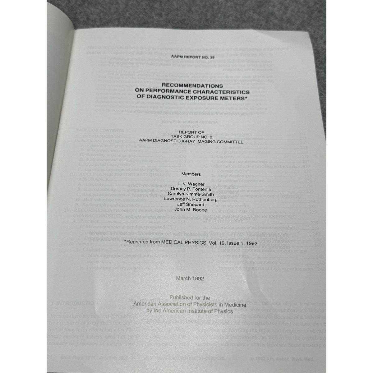 AAPM Report 35 Diagnostic X-Ray Exposure Meters Medical Physics 1992