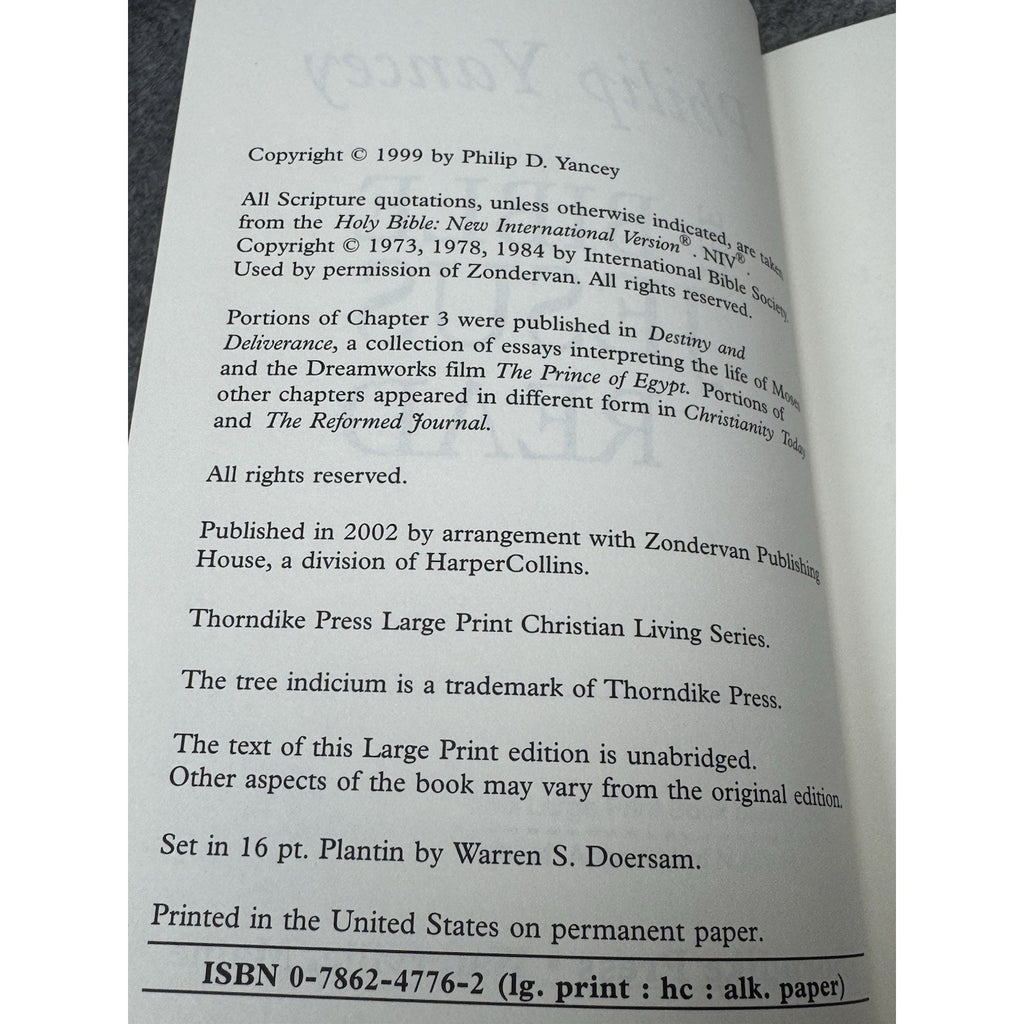 The Bible Jesus Read Philip Yancey 2002 Large Print Hardcover Thorndike