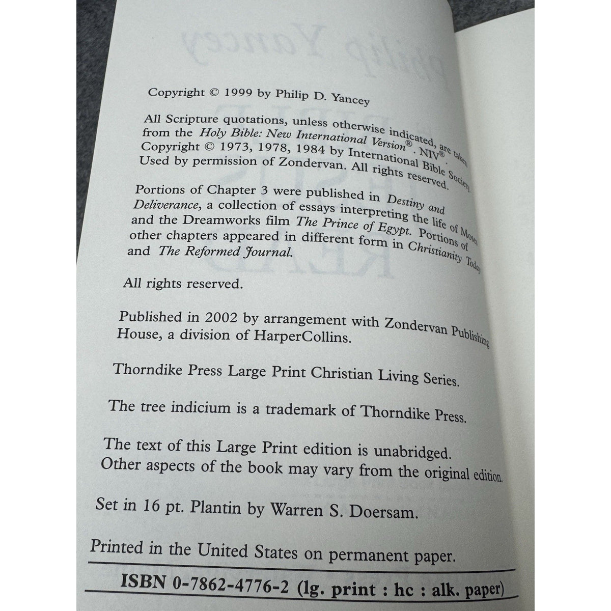 The Bible Jesus Read Philip Yancey 2002 Large Print Hardcover Thorndike