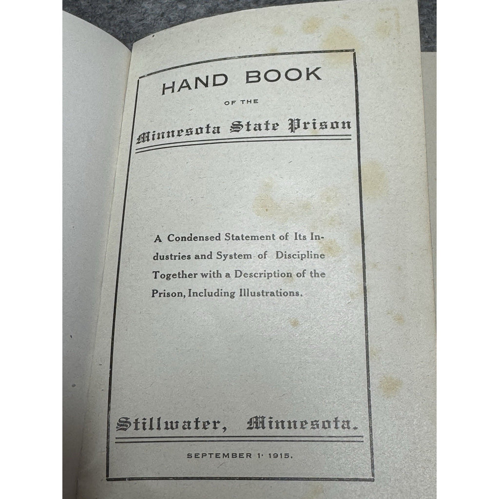 1915 Minnesota State Prison Handbook Stillwater Convict Labor Foldout Maps