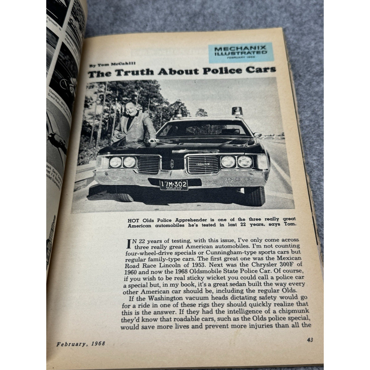 Mechanix Illustrated February 1968 Tom McCahill Police Cars Florida Trooper