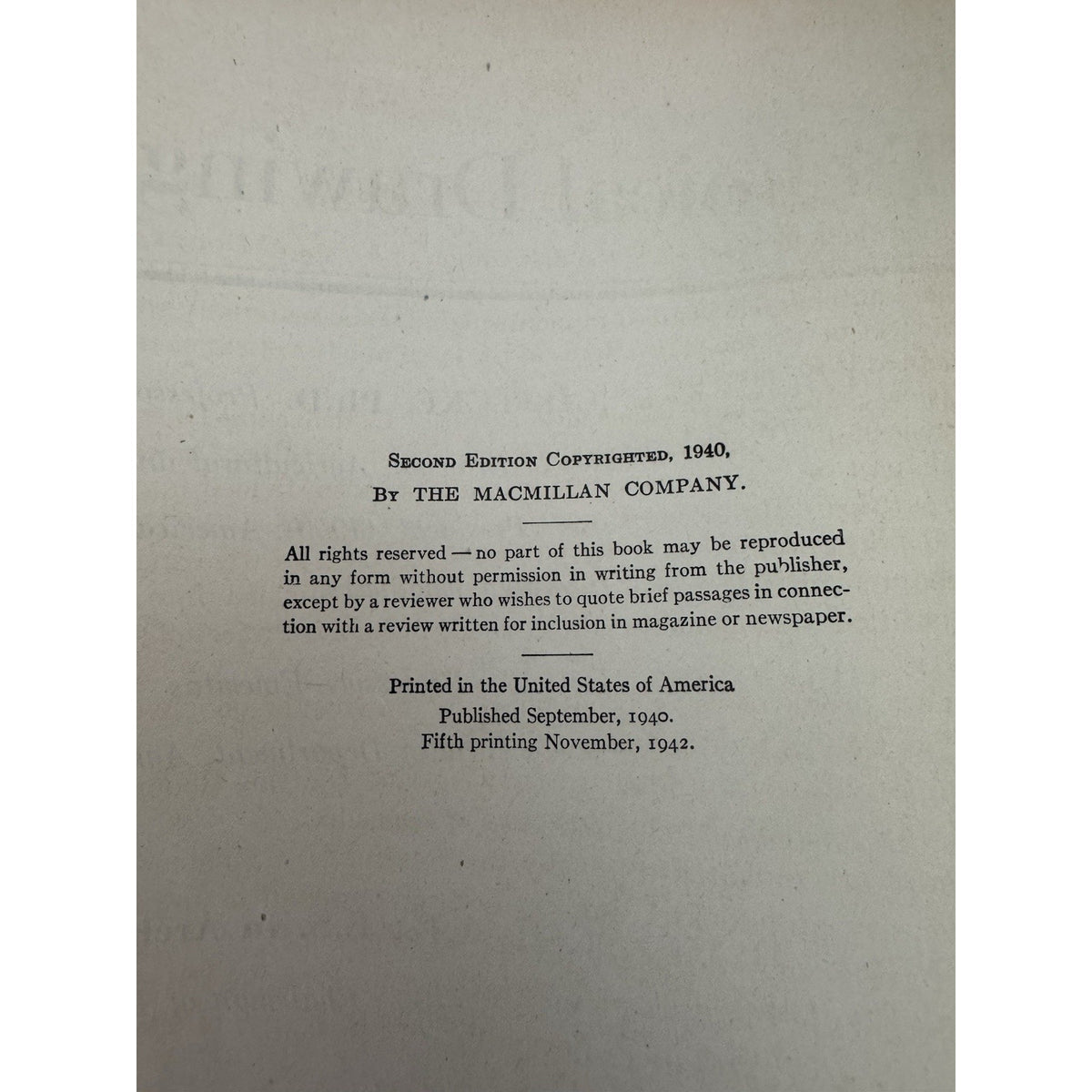 Title: Technical Drawing 1942 5th Printing Macmillan HC Engineering Drafting