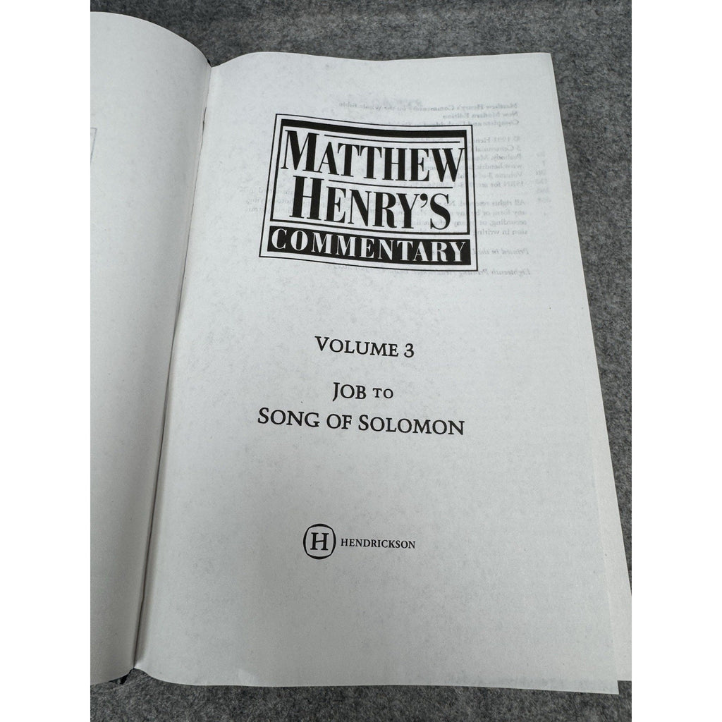 2025 Matthew Henry’s Commentary Vol 3 Job to Song of Solomon Hardcover