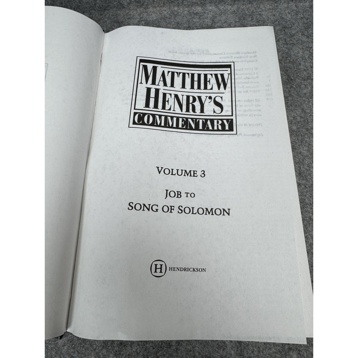 2025 Matthew Henry’s Commentary Vol 3 Job to Song of Solomon Hardcover