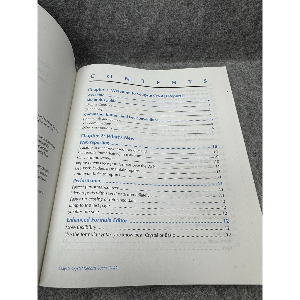 2000 Seagate Crystal Reports 8 User’s & Developer’s Guide Manual Set
